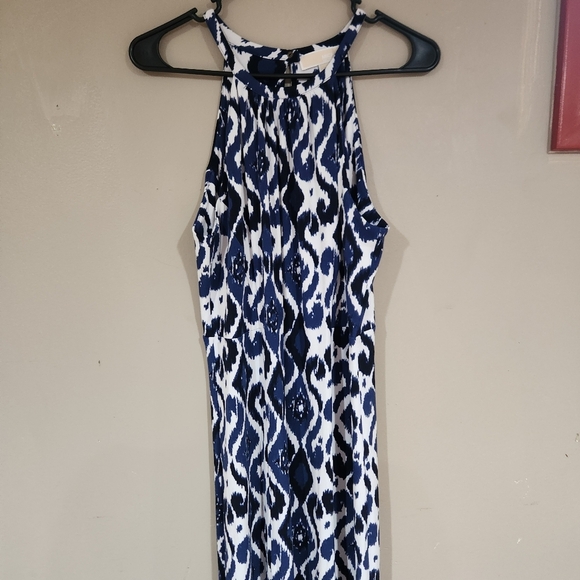 Michael Kors Maxi Dress Size Medium Navy Blue And White Print - Picture 1 of 6